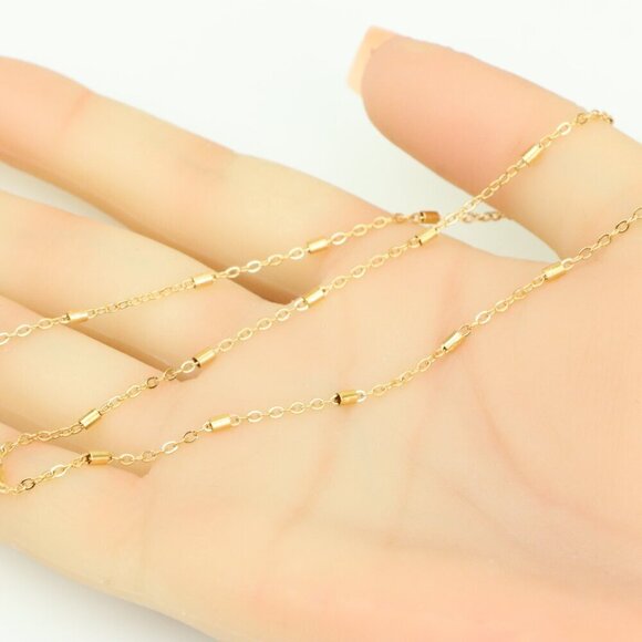 Elegant Rose Gold Brass Necklace with Subtle Textured Detailing, XPNL0351 - Picture 3 of 11